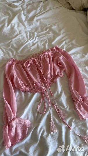 Розовый полупрозрачный топ Бохо vintage