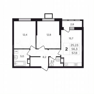 2-к. квартира, 59,1 м², 5/9 эт.