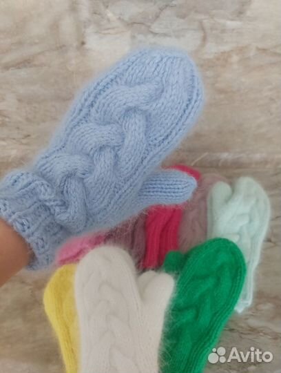 Варежки из пуха норки