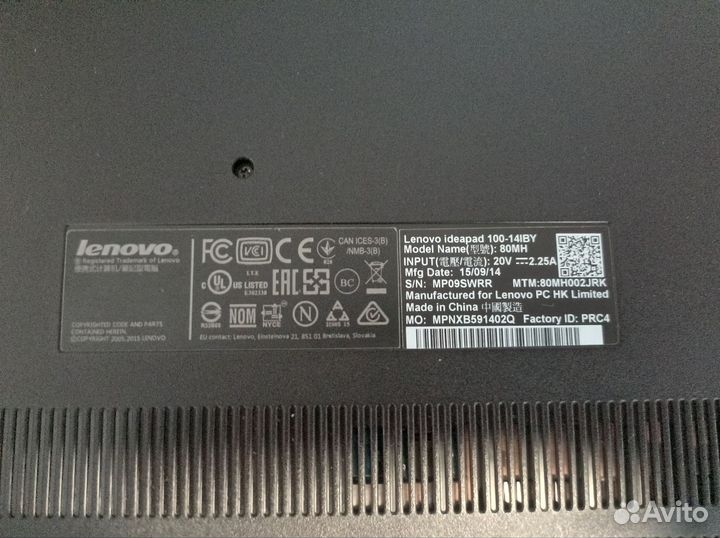 Ноутбук lenovo ideapad 100-14iby