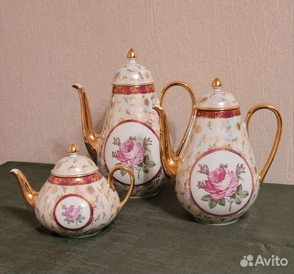 Сервиз volkstedt гдр, роза в медальоне,попредметно