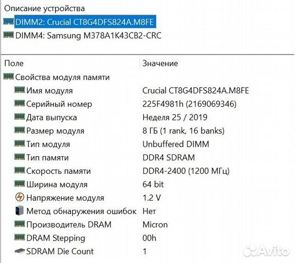 Оперативная память ddr4 2x8 3200
