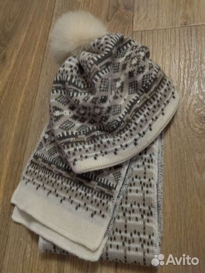 Комплект шапка и шарф женский ангора