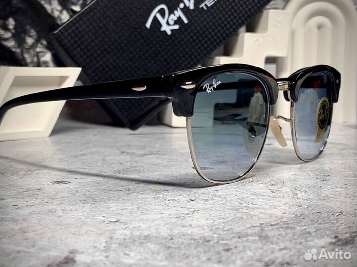 Очки Ray Ban Клабмастер серебристые