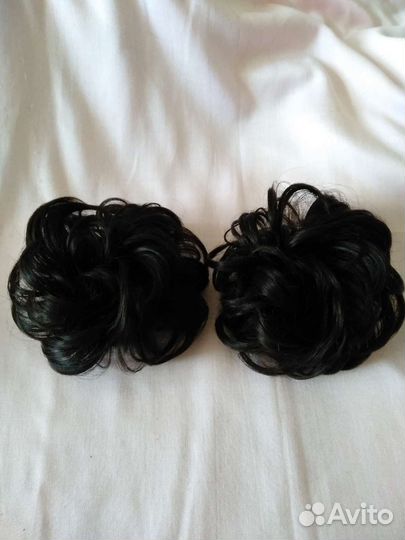 Лот: два шиньона на резинке черный цвет