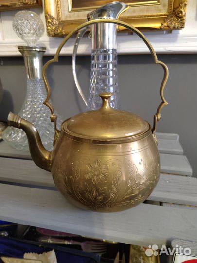 Старинный Кухонный Латунный Чайник