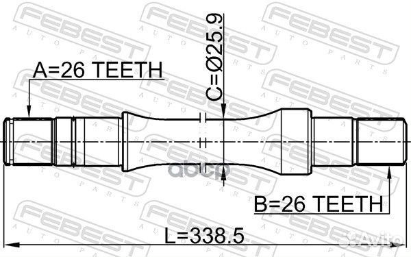 Полуось правая 26x338 5x26 (suzuki liana RH413