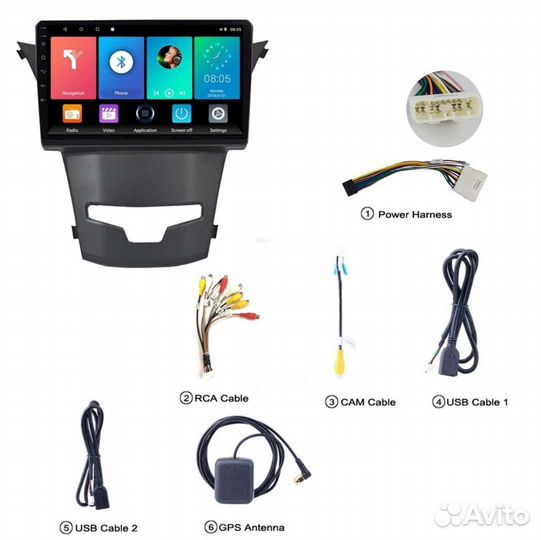 Автомагнитола 9 дюймов 2din android ssangyong