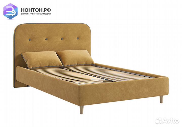 Кровать Лео велюр медовый / графит