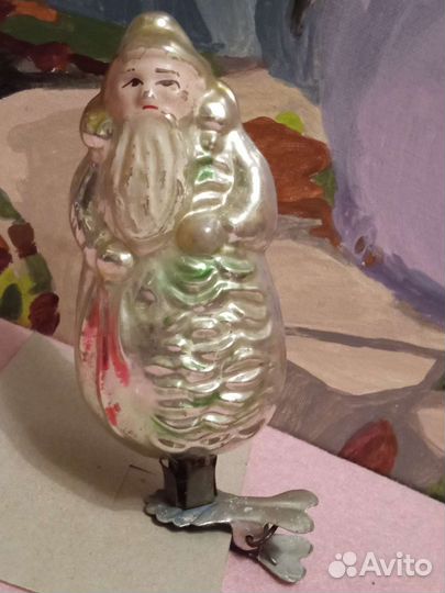 Елочные игрушки СССР Дед мороз Папугай