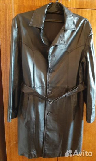 Кожаный плащ пальто мужской СССР
