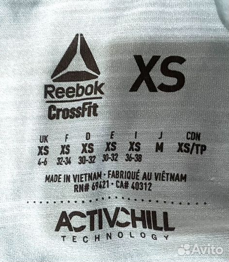 Футболка для спорта reebok xs