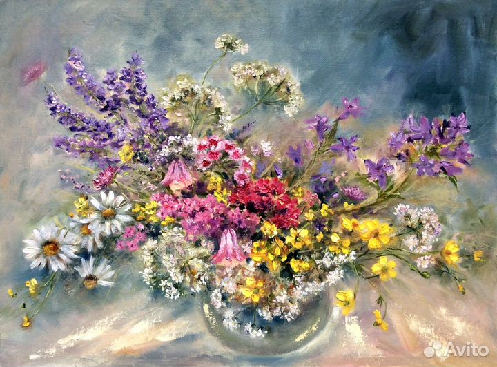 Картина маслом с цветами Красота полей