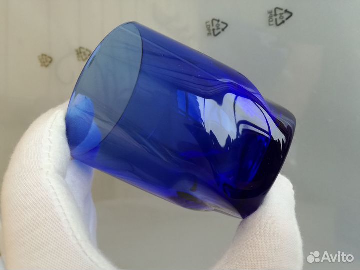 Стаканы синее стекло Франция 4 штуки 120 мл