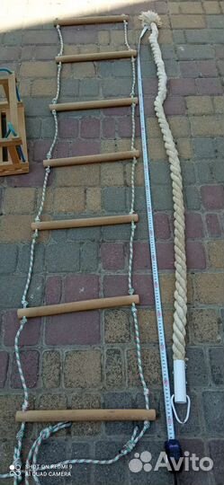 Детские качели, кольца, канат, верёвочная лестница