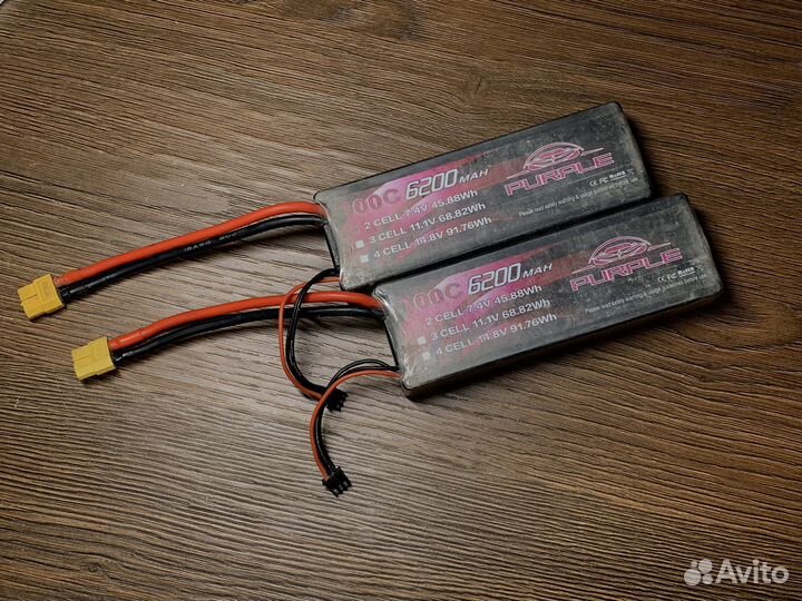 Аккумуляторы lipo 7.4v 2s 6200mah 100c