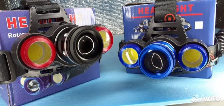 Налобный тройной фонарь с Zoom Rotary 4 режима