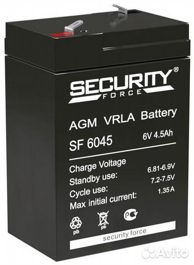 Аккумулятор 6V 4.5 A/H
