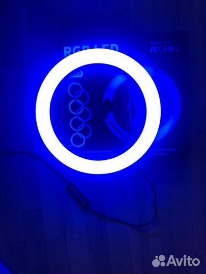 Кольцевая лампа RGB цветная 33 см