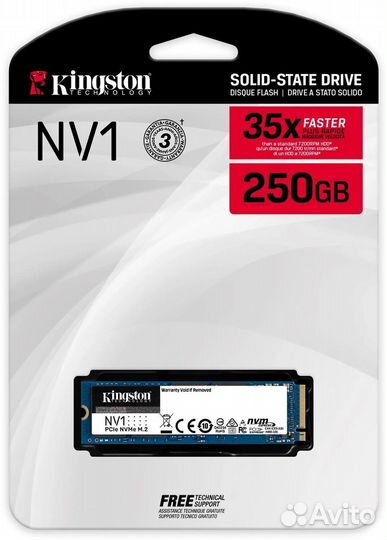 SSD диск kingston M.2 NV1 250 Гб PCI-E 3.0 x4