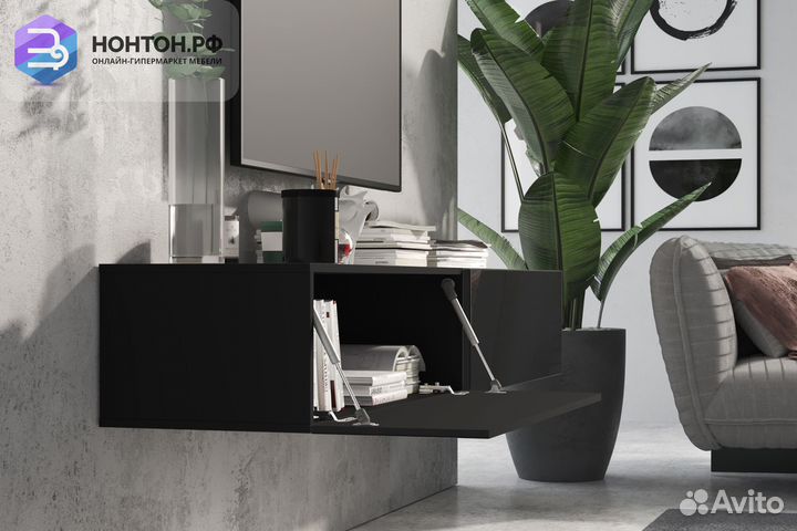 Тв-тумба somero черный / черный глянец
