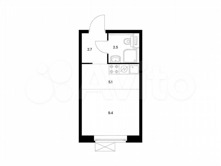 Квартира-студия, 19,7 м², 20/25 эт.