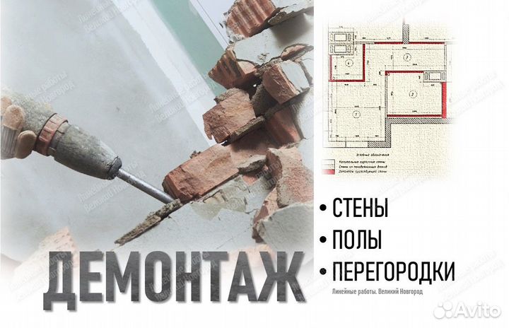 Демонтаж. Стены. Полы. Перегородки