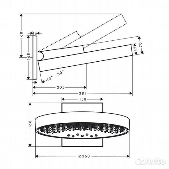 Hansgrohe rainfinity Верхний душ 360 мм