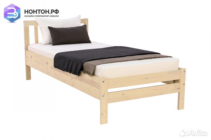Кровать Массив 0.9 м выбеленная береза