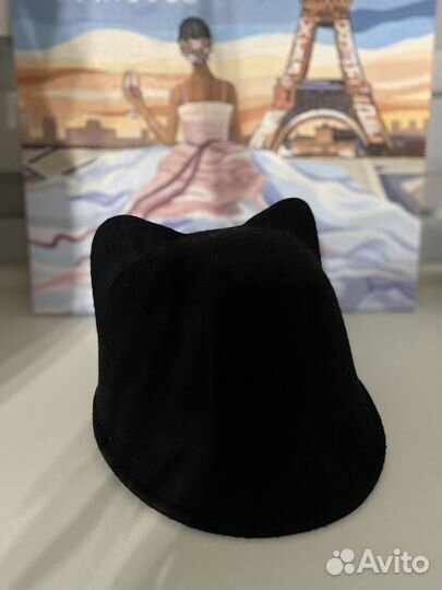 Кепка -жокейка фетровая с козырьком и ушками