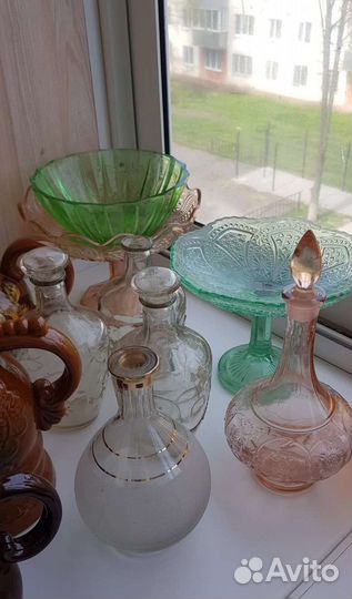 Ваза из цветного стекла СССР, фруктовницы, Графины