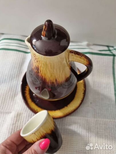 Кувшин с тарелочкой и стаканом керамический СССР