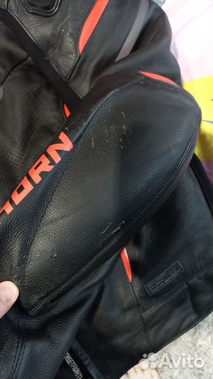 Куртка мотоциклетная кожаная мужская Rebelhorn 48