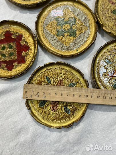 Флорентийский поднос, подстаканник. Винтаж