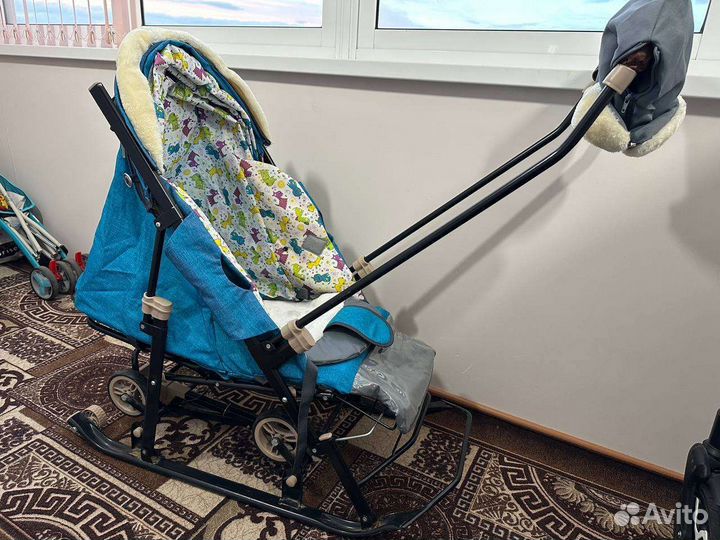 Санки-коляска galaxy glory бирюзовый