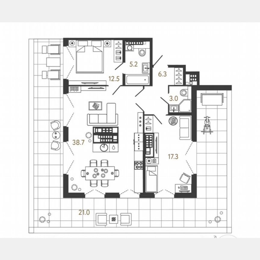 2-к. квартира, 83 м², 8/9 эт.