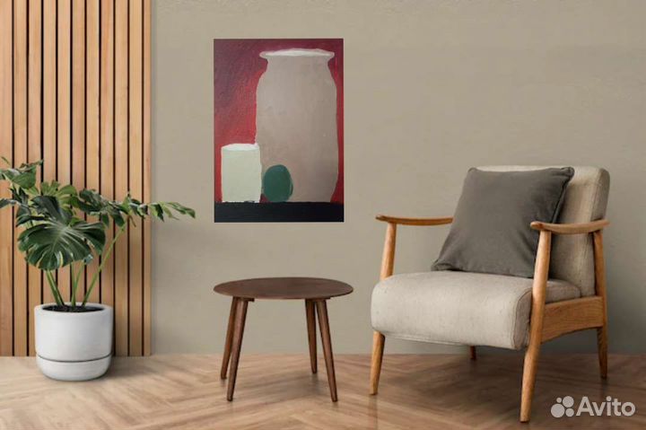 Ваза, стакан и яблоко