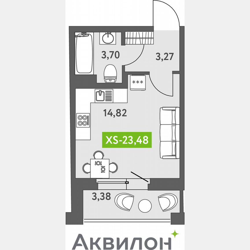 Квартира-студия, 23,9 м², 13/13 эт.