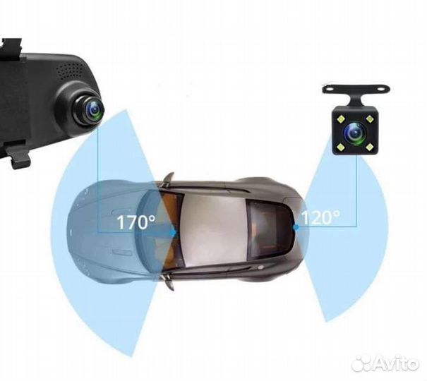Видеорегистратор зеркало с камерой заднего вида