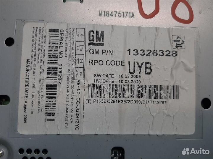 Магнитола Chevrolet Cruze J300 2009