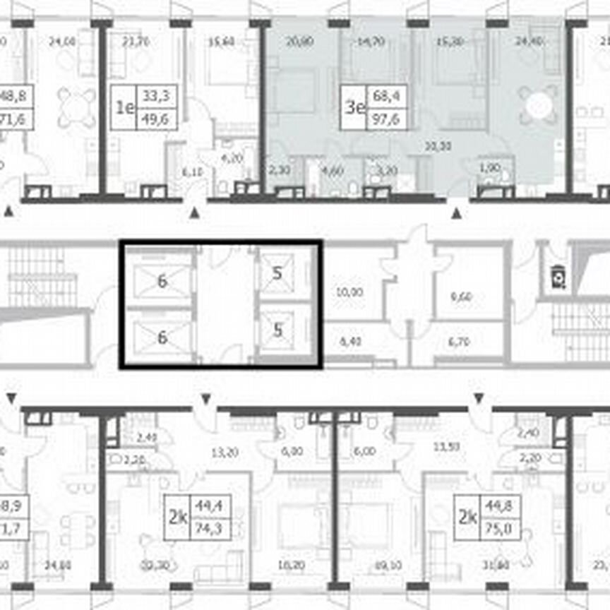 3-к. квартира, 97,6 м², 43/56 эт.