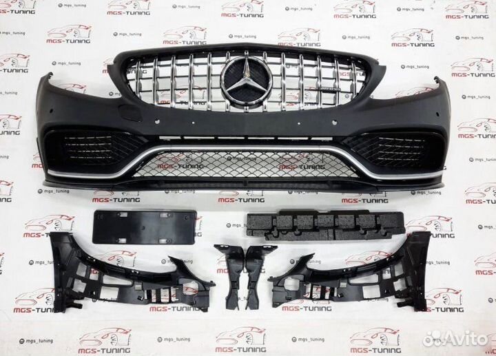 Бампер C63 Edition 1 с решеткой W205 13-18 Chrome