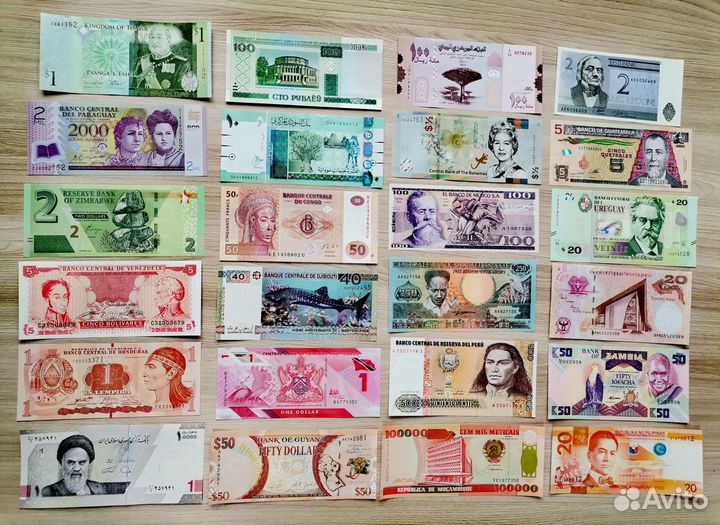 100 стран набор банкнот UNC 100 штук+5
