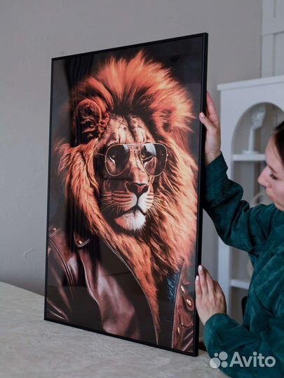 Стильная арт Картина Лев большая