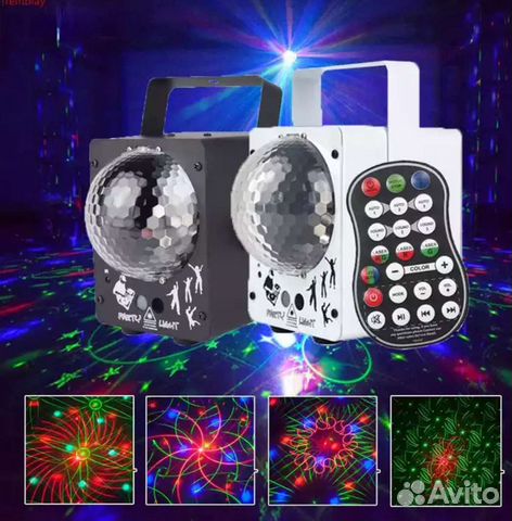 Диско шар RGB + лазер (зелёный, красный)