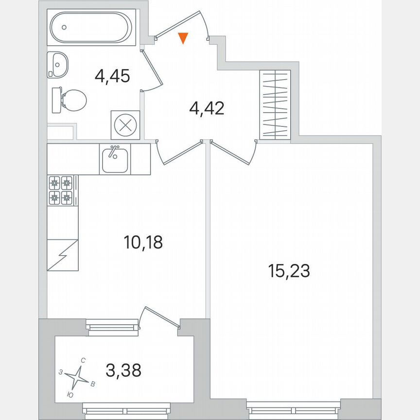 1-к. квартира, 36 м², 2/4 эт.