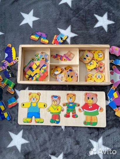 Пазлы Мишки для малышей деревянные