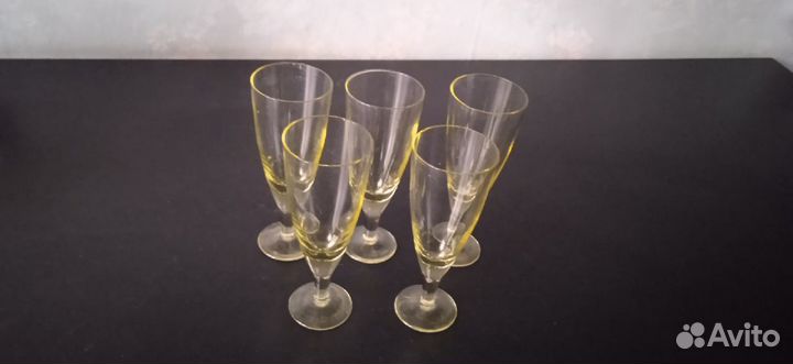 Фужеры СССР, лимонные, тонкие