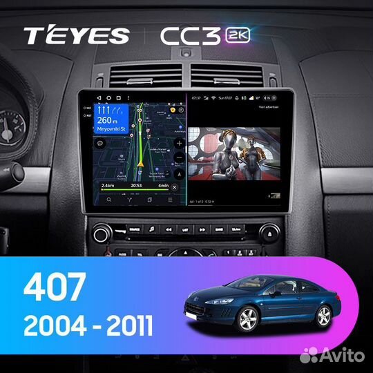 Магнитола Teyes CC3 2K 6/128 Peugeot 407