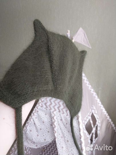 Шапка чепчик с ушками женская